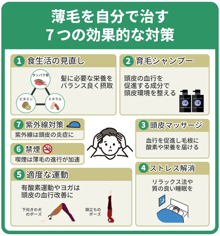 薄毛を自分で治す7つの効果的な対策