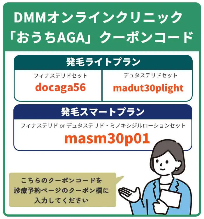 DMMオンラインクリニックAGA治療「おうちAGA」のクーポンコード