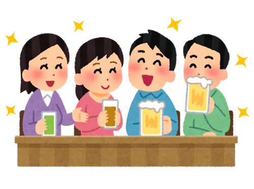 楽しい飲み会のイラスト（私服）